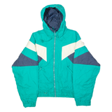 ST JOHN'S BAY Mens Jacket Green 90s Hooded Colourblock M