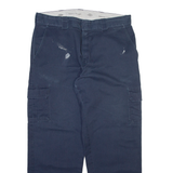 DICKIES Cargo Mens Trousers Blue Relaxed Straight W37 L30