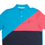 NAUTICA Mens Polo Shirt Blue Colourblock M