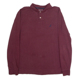 NAUTICA Mens Polo Shirt Maroon Long Sleeve L