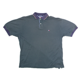 TOMMY HILFIGER Mens Polo Shirt Green 90s Diamond L