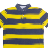 TOMMY HILFIGER Custom Fit Mens Polo Shirt Yellow Striped M