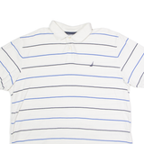 NAUTICA Mens Polo Shirt White Striped XL