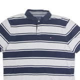 TOMMY HILFIGER Mens Polo Shirt Grey Striped L