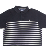 NAUTICA Mens Polo Shirt Black Striped L