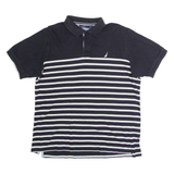 NAUTICA Mens Polo Shirt Black Striped L