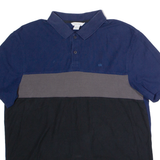 CALVIN KLEIN Mens Polo Shirt Blue Colourblock M