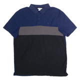 CALVIN KLEIN Mens Polo Shirt Blue Colourblock M