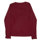 CALVIN KLEIN Ribbed Sleepwear Womens T-Shirt Maroon Long Sleeve Button Neck S