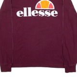 ELLESSE Womens T-Shirt Maroon Long Sleeve UK 8
