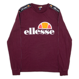 ELLESSE Womens T-Shirt Maroon Long Sleeve UK 8