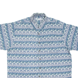 MANHATTAN CLUB NYC Mens Shirt Blue Silk Crazy Pattern XL