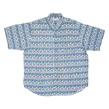 MANHATTAN CLUB NYC Mens Shirt Blue Silk Crazy Pattern XL