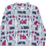 THOMAS PINK LONDON Womens Shirt Grey Silk Crazy Pattern Long Sleeve UK 6