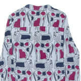 THOMAS PINK LONDON Womens Shirt Grey Silk Crazy Pattern Long Sleeve UK 6