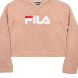 FILA Cropped Fleece Womens Pink Hoodie UK 12