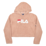 FILA Cropped Fleece Womens Pink Hoodie UK 12