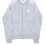 ADIDAS Womens Grey Hoodie Full Zip UK 6