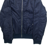 BROOKLYN CLOTHES Mens Bomber Jacket Blue Nylon L