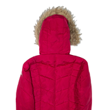 GUESS Womens Puffer Jacket Pink Hooded XS