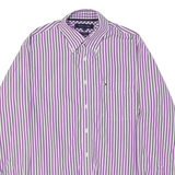 TOMMY HILFIGER Mens Flannel Shirt Purple Striped Long Sleeve M