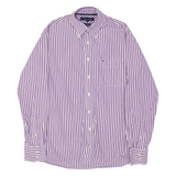 TOMMY HILFIGER Mens Flannel Shirt Purple Striped Long Sleeve M