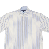 TOMMY HILFIGER Mens Flannel Shirt White Striped S