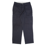 DICKIES Cargo Workwear Mens Trousers Blue Regular Straight W34 L32