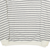 CHEWAN Striped Womens Sweatshirt Grey Button Neck XL