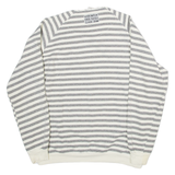 CHEWAN Striped Womens Sweatshirt Grey Button Neck XL