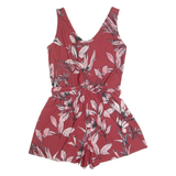 MANGO Belted Womens Playsuit Maroon Floral Wide-Leg M