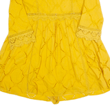 ZARA TRAFALUC Dress Overlay Womens Playsuit Yellow Wide-Leg XS