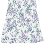 Womens Pleated Skirt White Long 90s Floral S