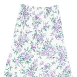 Womens Pleated Skirt White Long 90s Floral S