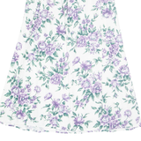 Womens Pleated Skirt White Long 90s Floral S