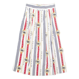 WITTS END Womens Pleated Skirt White Midi Striped M