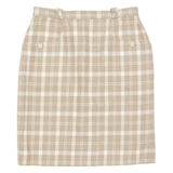 Womens Straight Skirt Beige Knee Length Wool 90s Check M