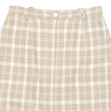 Womens Straight Skirt Beige Knee Length Wool 90s Check M