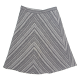 Womens Flare Skirt Grey Knee Length 90s Chevron M