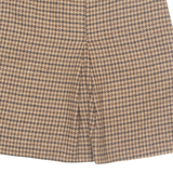 Womens Pleated Skirt Brown Knee Length 90s Houndstooth S
