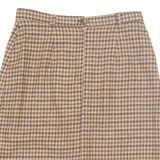 Womens Pleated Skirt Brown Knee Length 90s Houndstooth S