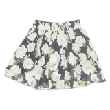 Womens Skort Skirt Black Short Floral XS