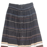 Womens A-Line Skirt Black Long Striped M