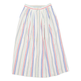 EDDIE BAUER Womens A-Line Skirt White Long 90s Striped S