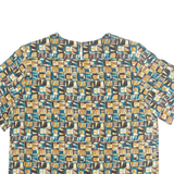 KATHY IKE Womens Printed Blouse Brown 90s Crazy Pattern L