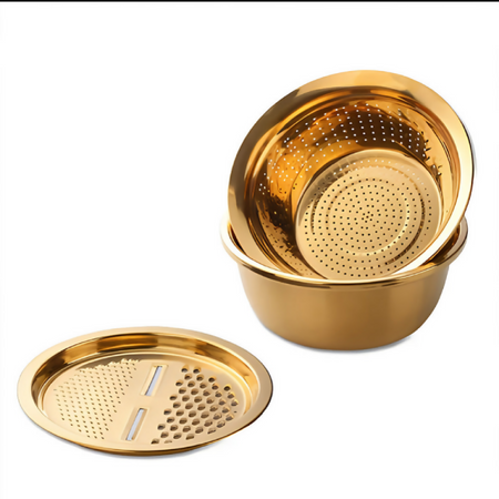Anygleam Gold Stainless Steel Food Slicer – Multi-Function Kitchen Tool for Effortless Fruit & Vegetable Prep