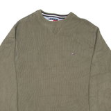 TOMMY HILFIGER Mens Jumper Green Tight Knit S