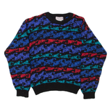 WOODWARD'S Womens Patterned Jumper Blue Striped Tight Knit L