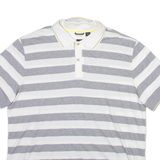 BOSS Mens Polo Shirt Grey Striped L