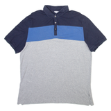 CALVIN KLEIN Mens Polo Shirt Grey Colourblock M